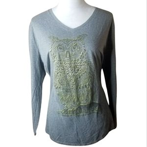 🦋Hanes Live Love Comfort Wise Owl Print Long Sleeve Tee